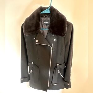 Express Wool Blend Heavy Warm Jacket in Black